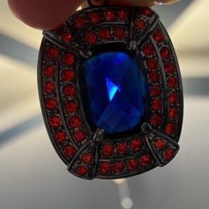 Jenny's Orange Crystal Blue Faceted Pendant Ncklce